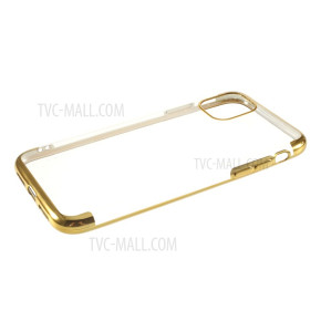 Луксозен силиконов гръб ТПУ кристално прозрачен за Apple iPhone 11 Pro 5.8 златист кант